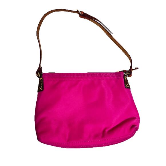 Dooney And Bourke Nylon Crossbody Vintage Shoulder Bag Pink Leather Strap Charm - Picture 2 of 9